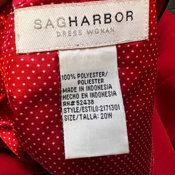 Sag Harbor Dress retro 22W Red Sleeveless Jacket Set Bow Trim Career Outfit - Picture 6 of 10